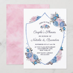 Parisian Charm Crest Frame Couple's Wedding Shower Invitation
