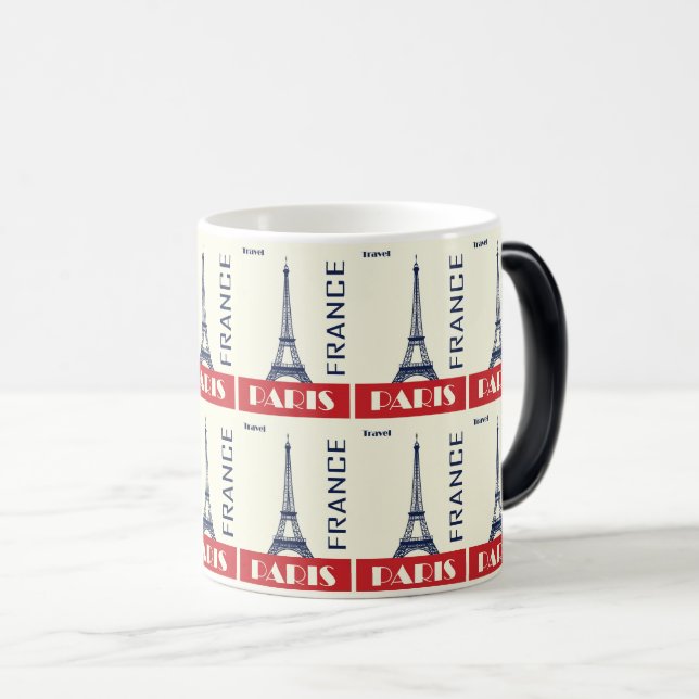 Parisian Charm - Retro Travel Artwork Magic Mug (Front Right)