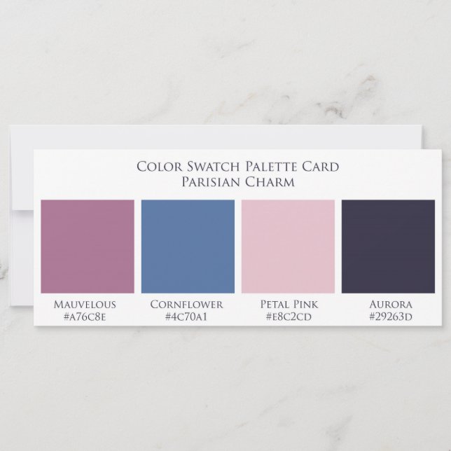 Parisian Charm Wedding Colour Swatch Palette Card (Front)