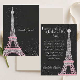 Parisian Chic Blush Pink Glitter Sweet 16 Birthday Thank You Card