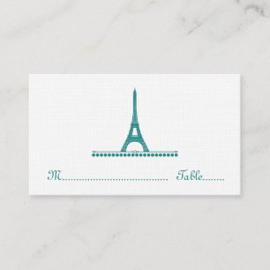 Parisian Chic Place Card, Teal Card
