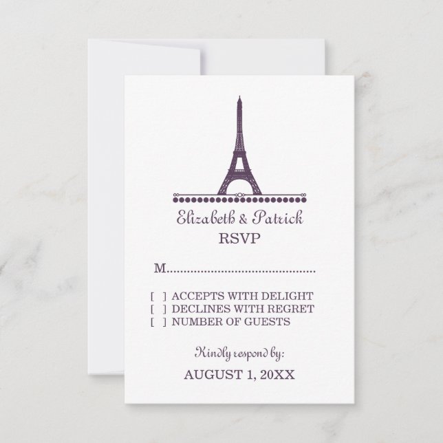 Parisian Chic Response Card, Purple (Front)