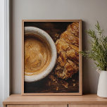 Parisian Coffee & Croissant Art Canvas Print<br><div class="desc">Can you smell the rich espresso and warm butter? There's a specific kind of magic in a quiet Parisian morning, where the hardest decision you have to make is whether to take a sip or a bite first. This piece brings you right to the table with an extreme, intimate overhead...</div>