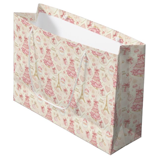 Parisian Coquette Christmas Large Gift Bag (Front Angled)