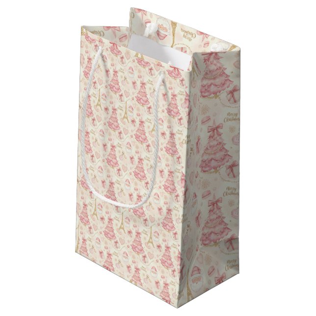 Parisian Coquette Christmas Small Gift Bag (Back Angled)