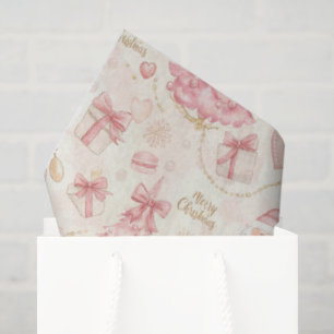 Parisian Coquette Dusty Pink Toile Christmas Tissue Paper