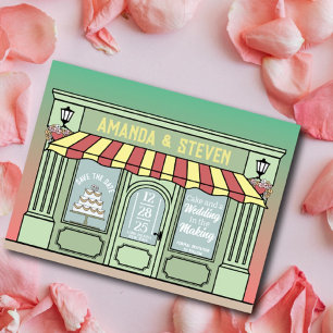 Parisian, cute, funny themed save the date design postcard