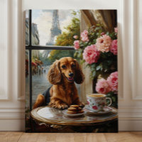 Parisian Dachshund Cafe, Whimsical Dog Art