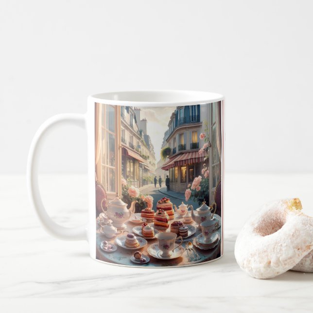 Parisian Dream - Paris Afternoon Tea Dessert Cakes Coffee Mug (With Donut)