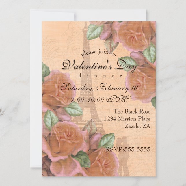 Parisian Dreams Vintage Valentine's Day Invitation (Front)