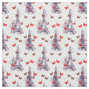 Parisian Eiffel Tower Purple Chic Fabric