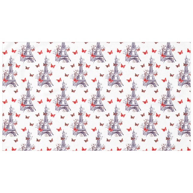 Parisian Eiffel Tower Purple Chic Tablecloth (Front (Horizontal))