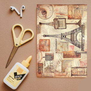 Parisian Eiffel Tower Retro Decoupage Tissue Paper
