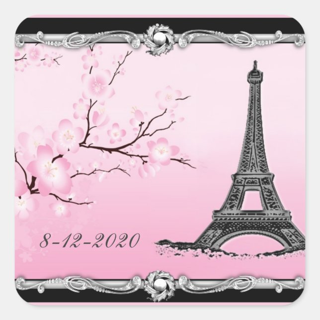 Parisian Eiffel Tower Wedding Invitation Seals (Front)
