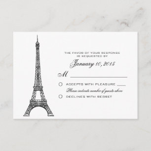 Parisian Eiffel Tower Wedding RSVP Custom Card