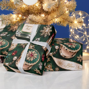 Parisian Emerald Burgundy Christmas Wrapping Paper