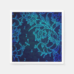 Parisian Feminine Victorian Gothic Navy Blue Lace Napkin