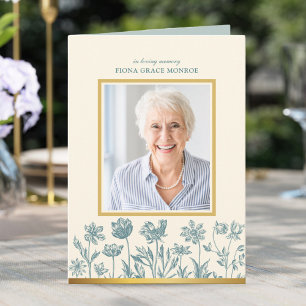 Parisian Flowers Photo Memorial Folded Program