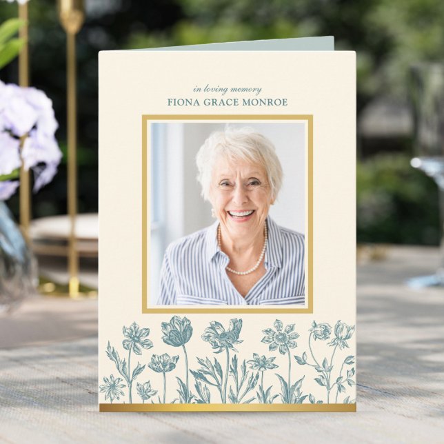 Parisian Flowers Photo Memorial Folded Program (Creator Uploaded)