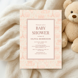 Parisian French Paris Toile Baby Shower Invitation