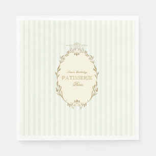 Parisian French Patisserie Vintage Party Green Napkin