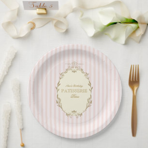 Parisian French Patisserie Vintage Party Pink  Paper Plate