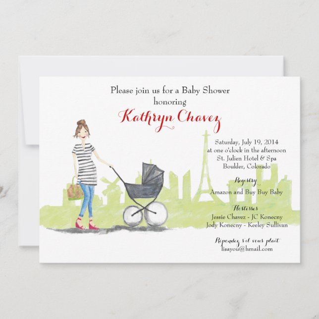Parisian Mama: French-themed Baby Shower Invite (Front)