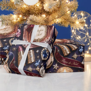 Parisian Midnight Burgundy Christmas Wrapping Paper