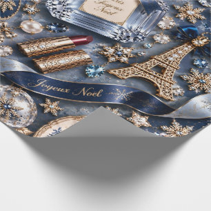 Parisian Navy Blue Christmas Wrapping Paper
