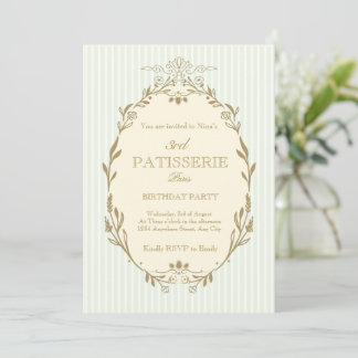 Parisian Patisserie French Vintage Style Birthday Invitation