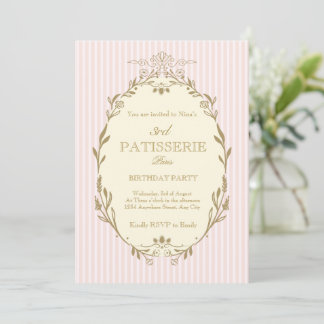 Parisian Patisserie French Vintage Style Pink Invitation