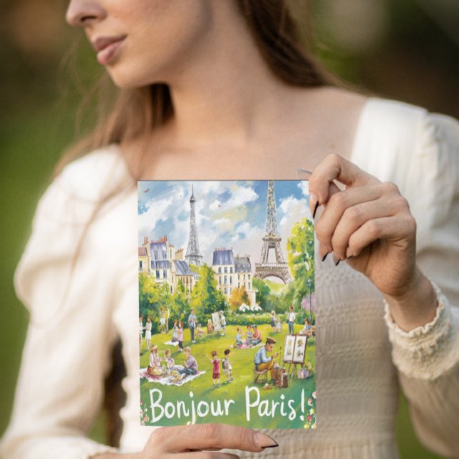 Parisian Picnic Under The Eiffel Tower Postcard (Creator Uploaded)