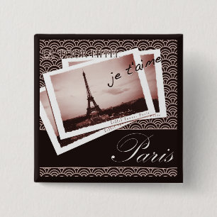 Parisian Postcards 2 Inch Square Button