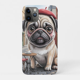 Parisian Pug at Sidewalk Cafe iPhone 11 Pro Case
