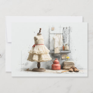 Parisian Ruffle Dress Writer’s Studio 1st birthday Invitation