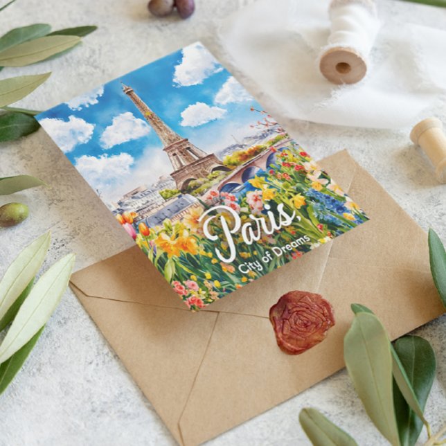 Parisian Springtime: Eiffel Tower Blooms Postcard (Creator Uploaded)