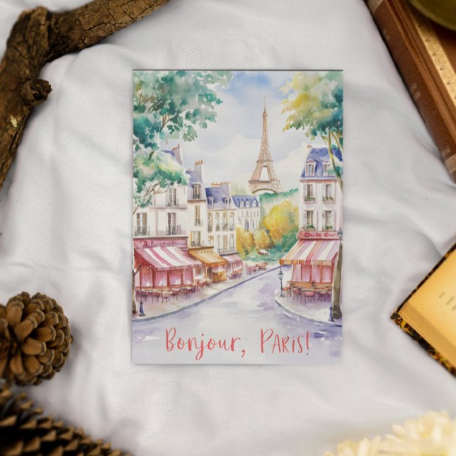 Parisian Street Scene With Eiffel Tower Postcard (Creator Uploaded)