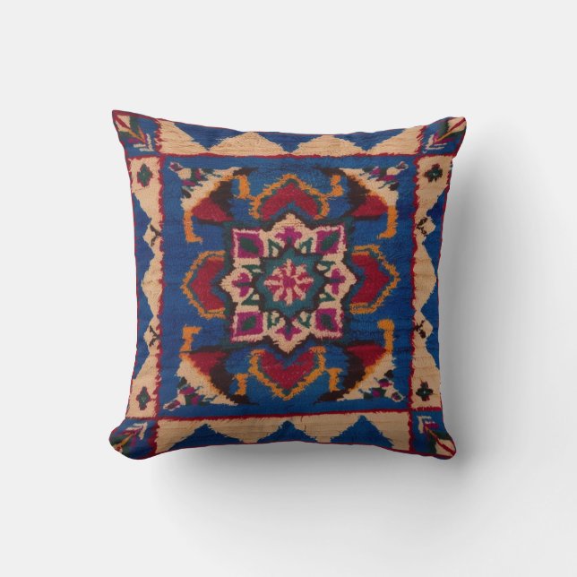 Parisian Style with Blue Kilim Pillows: Chic  Throw Pillow (Front)