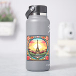 Parisian Sunset Eifel Tower Paris French Floral<br><div class="desc">Bright Parisian Sunset Eifel Tower Paris French France Floral Stickers features an art deco style Paris sunset with the Eifel Tower in a bold floral frame. Created by Evco Studio www.zazzle.com/store/evcostudio</div>