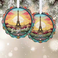 Parisian Sunset Eiffel Tower Paris French Floral