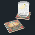 Parisian Sunset Eiffel Tower Paris French Floral Stone Coaster<br><div class="desc">Bright Parisian Sunset Eiffel Tower Paris French France Floral Coasters features an art deco style Paris sunset with the Eiffel Tower in a bold floral frame. Created by Evco Studio www.zazzle.com/store/evcostudio</div>