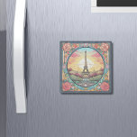 Parisian Sunset Eiffel Tower Paris French Floral Stone Magnets<br><div class="desc">Bright Parisian Sunset Eiffel Tower Paris French France Floral Magnets features an art deco style Paris sunset with the Eiffel Tower in a bold floral frame. Created by Evco Studio www.zazzle.com/store/evcostudio</div>