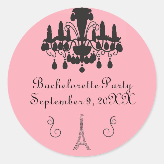 Parisian Themed Bachelorette Party- Circle Sticker (Front)