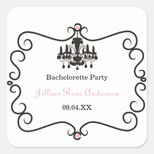Parisian Themed Bachelorette Party- Square Sticker (Front)