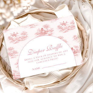 Parisian Toile Baby Shower Pink Diapper Raffle Enclosure Card