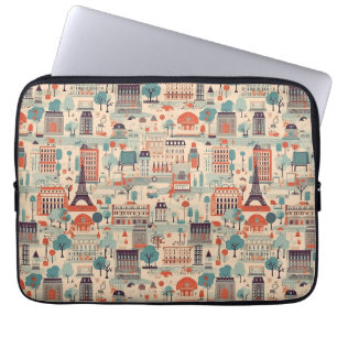 Parisian Vintage Design - beige, red, green Laptop Sleeve