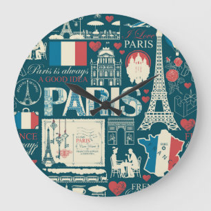 Parisian Vintage: French Republic Elegance Large Clock