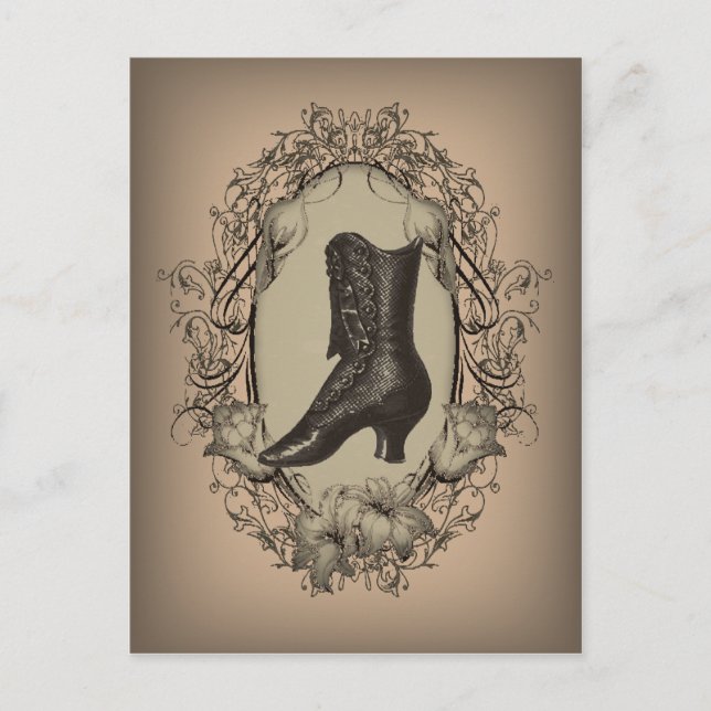 Parisian Vintage Victorian shoe retro fashionista Postcard (Front)