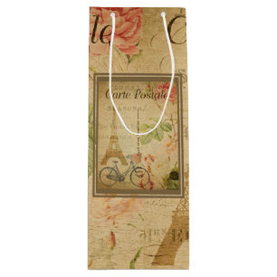 Parisian Vintage With Eiffel Tower Wine Gift Bag