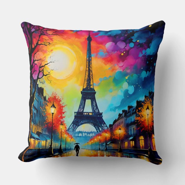 "Parisian Whispers in Oil" Throw Pillow (Front)